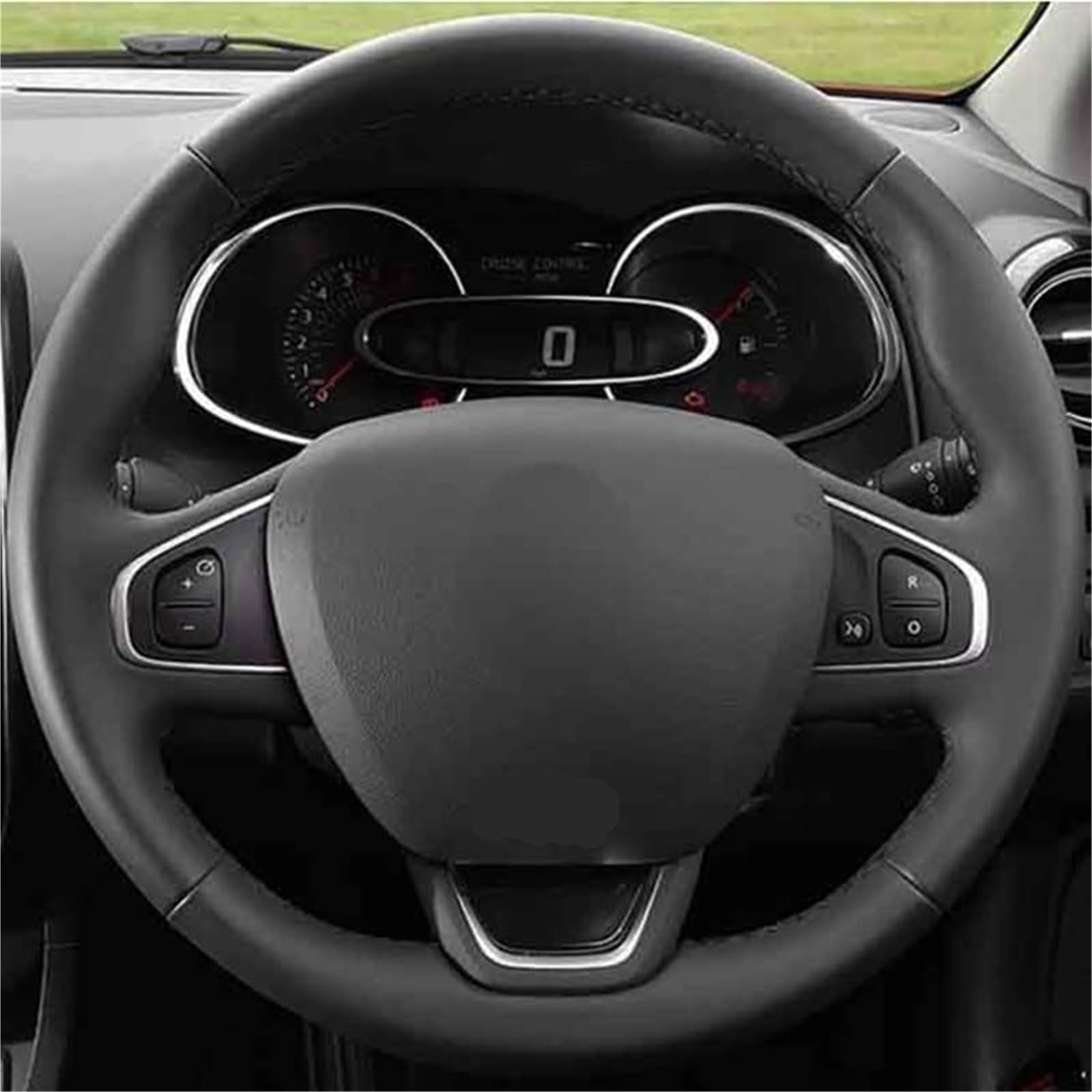 para Clio 4 para Kaptur para Captur 2016-2019 Volante de Coche Fundas de Volante de Coche de Cuero Genuino Negro (Hilo Azul)