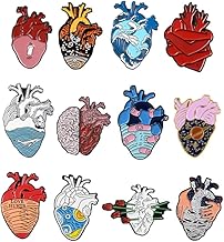 YO-HAPPY Kit di Spille a Forma di Cuore anatomico 12 Stili Set di Spille da Bavero smaltate a Cuore scientifiche Unisex