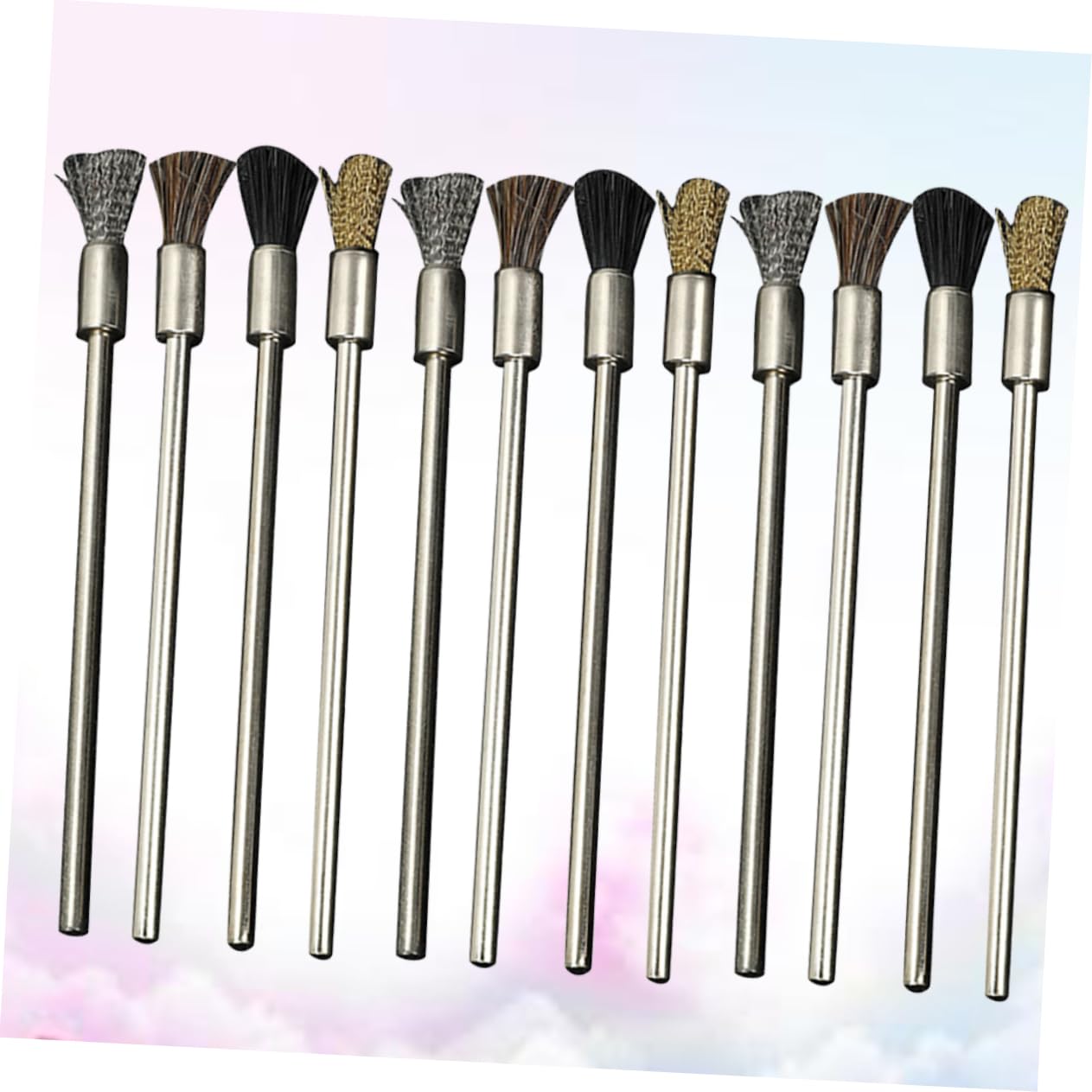 Cabilock Full Kit of 12pcs Wire Brushes Stainless Steel Hose Pig Hair Multi-Purpose for Wood Metal Easy to Use