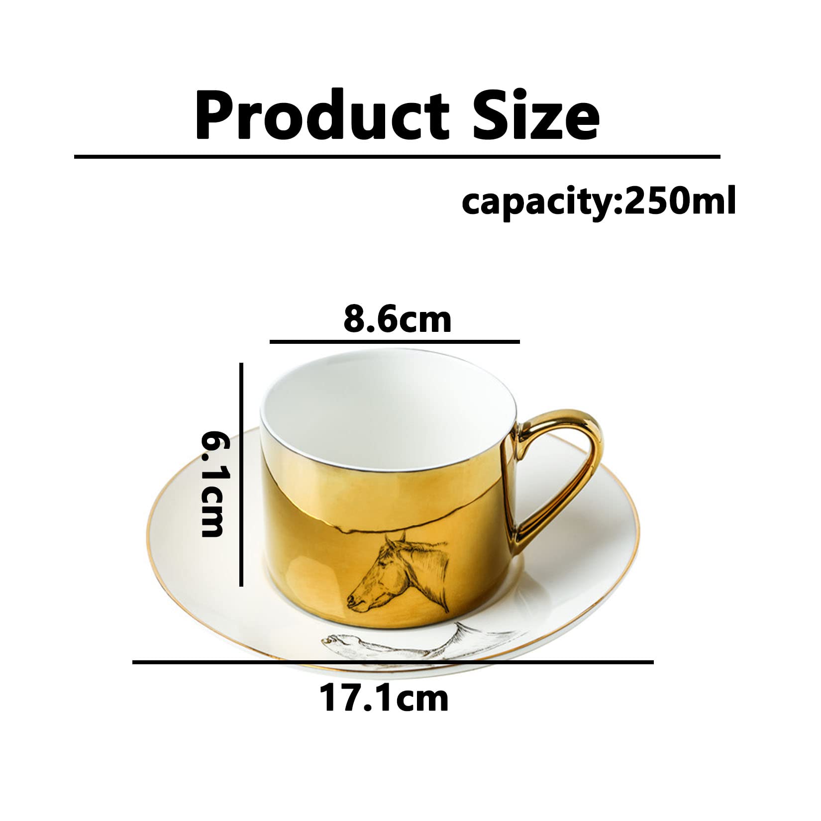 Persönliche Kaffeebecher, Espressotasse, Nachmittagstee-Tasse und Untertasse, Party-Teetassen, chinesisches Tee-Set, Mode-Büro-Kaffeetasse, Spiegel-Tierreflexions-Wasserbecher, Nachmittagstee-Keramik-