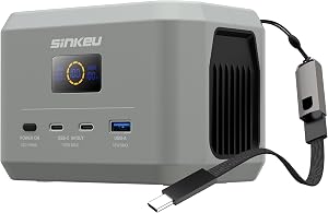 SinKeu Portable Power Station, 96Wh/30000mAh LiFePO4 Battery, 100W Mini Solar Generator with USB-C Fast Charging Cable, Camping Power Bank for Outdoor Travel, Business Trips, Backup Emergencies