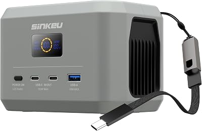 SinKeu Portable Power Station, 96Wh/30000mAh LiFePO4 Battery, 100W Mini Solar Generator with USB-C Fast Charging Cable, Camping Power Bank for Outdoor Travel, Business Trips, Backup Emergencies