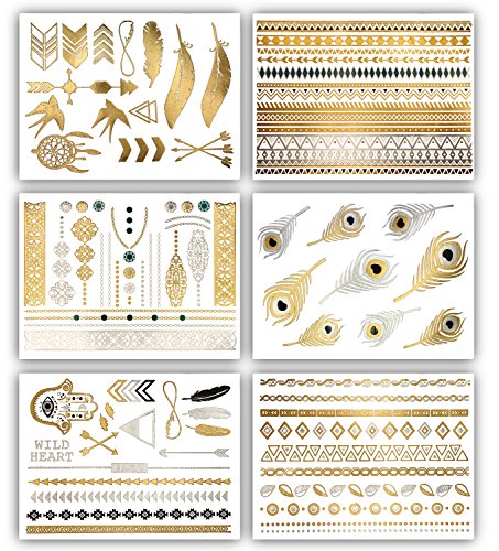 Terra Tattoos Temporary Tattoos Delila - 75 Boho Tattoos (Gold)