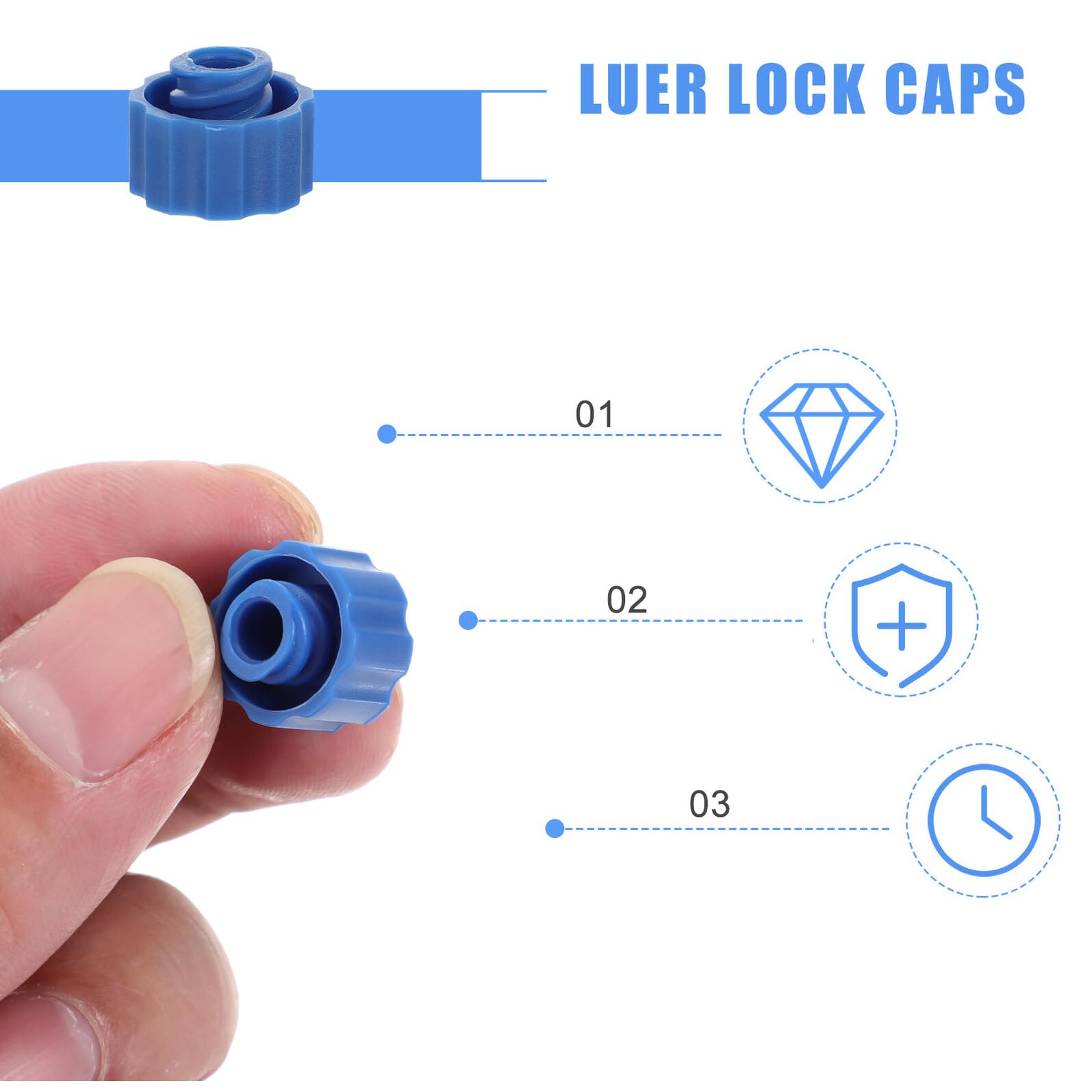 SHINEOFI 100 Stück Kunststoffkappen für Spritzen Luer Lock Verschlüsse Spritzenspitzenkappen Einfach zu Lagern Dicht für Klebstoffe und Wärmeleitpaste