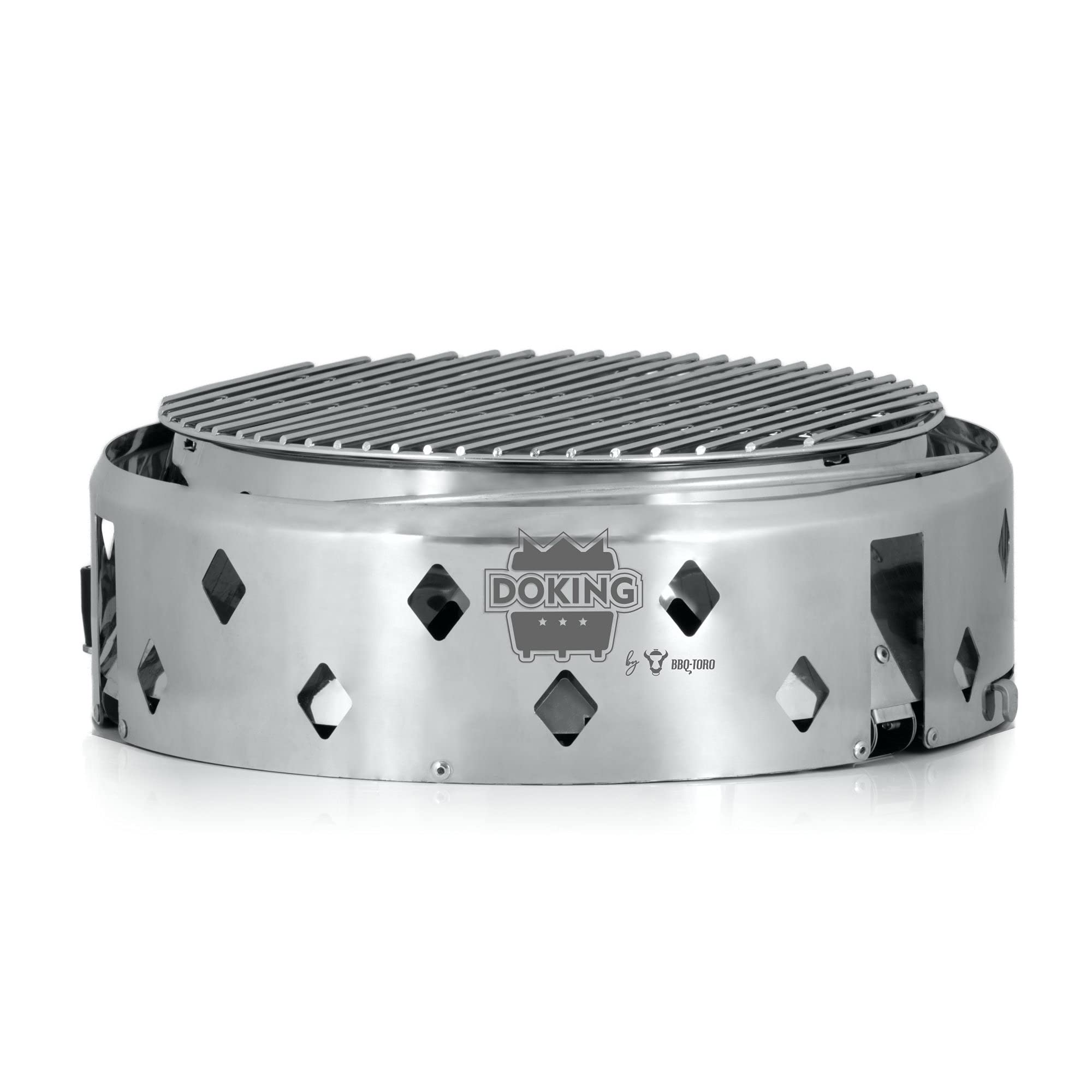 BBQ-Toro Grill typu Dutch Oven "Doking" ze stali nierdzewnej, składany Ø 34 cm, składany grill 3 w 1 do 9 QT, idealny jako stacja Dutch Oven, palenisko, grill kempingowy, grill na węgiel drzewny