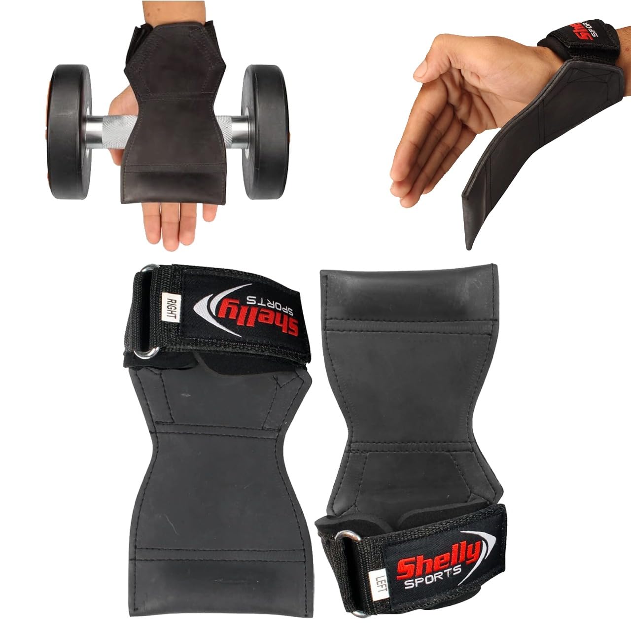Shelly Grips PRO Multi Grip Straps/Hooks Premium Heavy Duty Weight Lifting Straps/Gloves Barbell Gymnastics Straps Alternative To Power Hooks Dead Lifts Adjustable Neoprene Padded