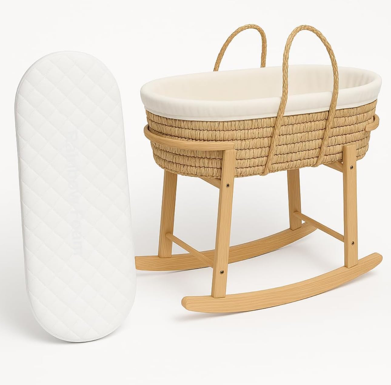 Colchón de microfibra hipoalergénico con forma ovalada de 74 x 30 x 4 cm (producto para bebé)
