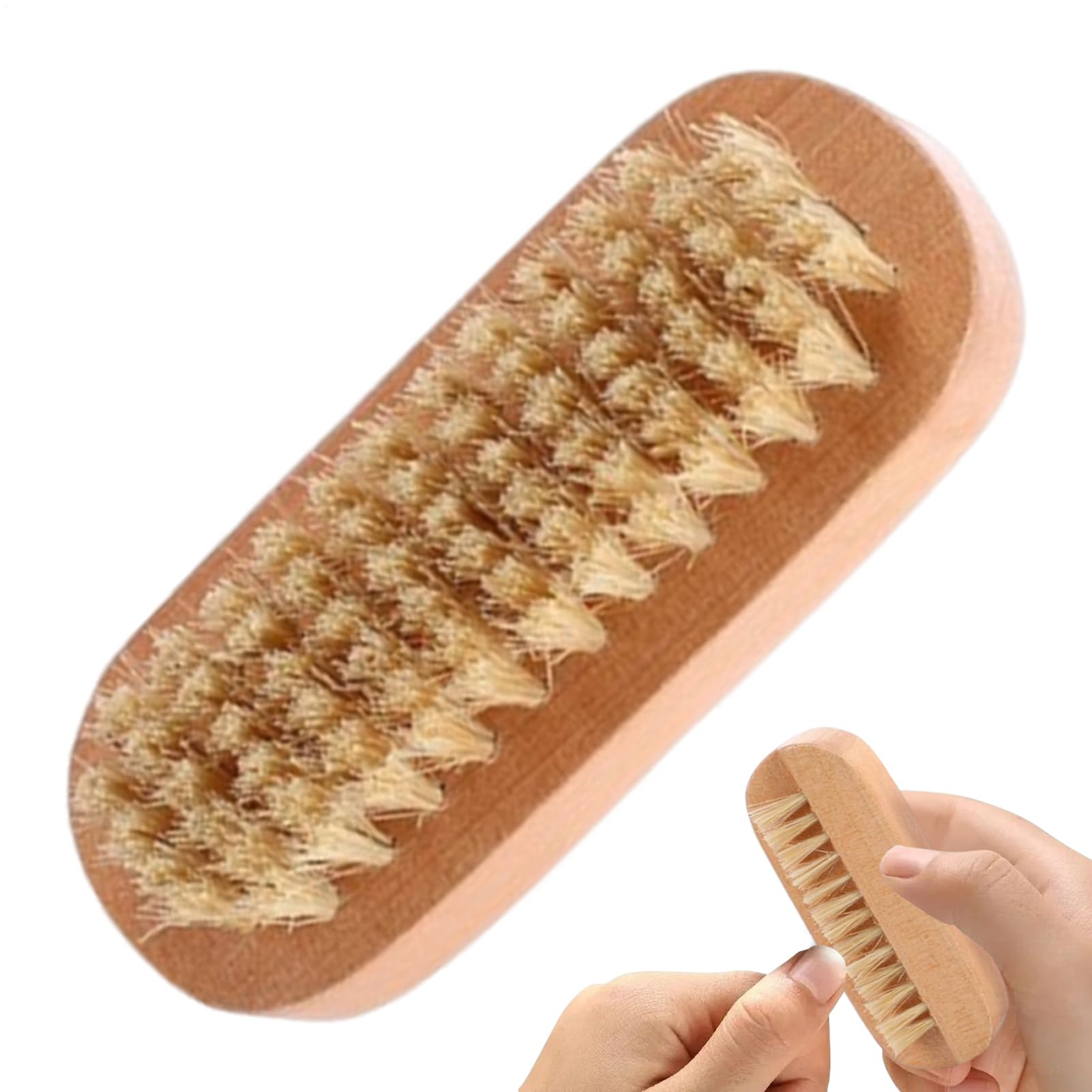 Spazzola per unghie a doppia faccia - Strumento riutilizzabile per toelettatura in legno con setole di cinghiale, spazzola per manicure e pedicure per salone, spa, bagno, dormitorio | Cura delle unghi
