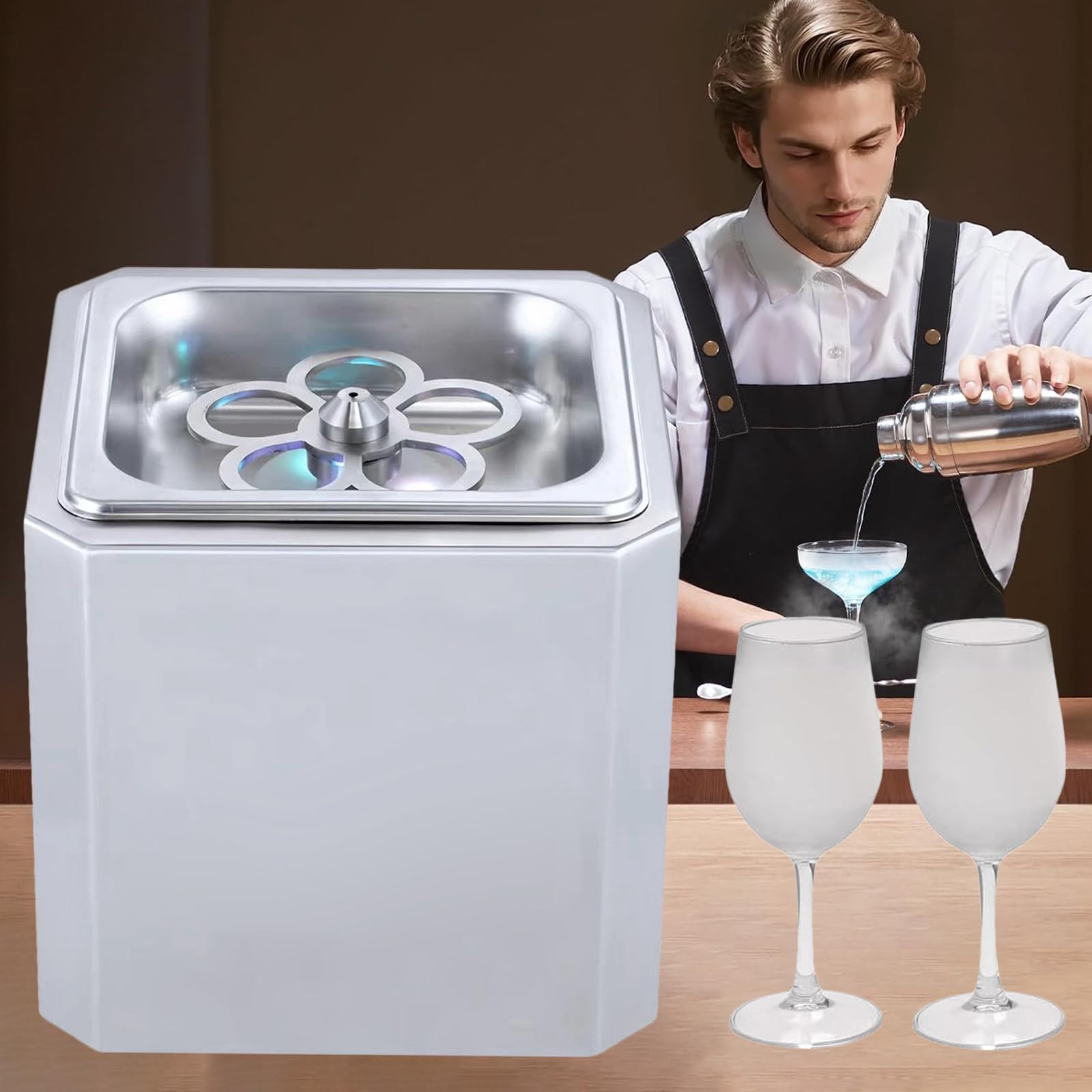 Raffreddatore di Bicchieri Commerciale, 1 Bicchiere/4-6 Secondi, Congelatore per Bicchieri, Corpo in Acciaio Inossidabile, Congelamento Rapido Fino a -45°C, Adatto a Vari Tipi di Bicchiere
