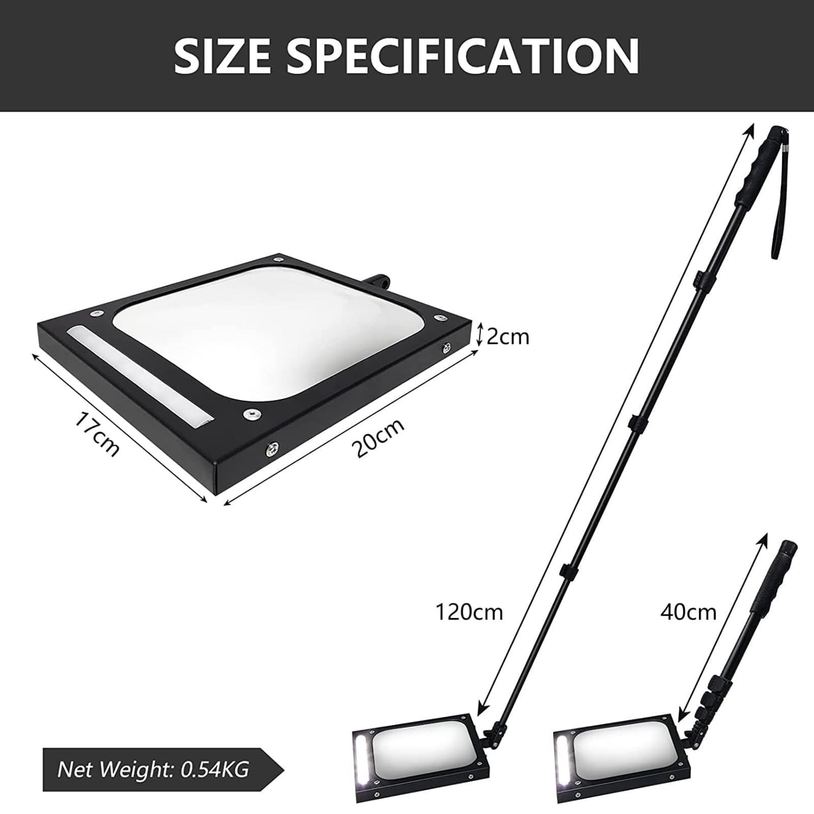 Espejo De Inspección De Bajos De Vehículos, Espejo De Inspección De Bajos De Vehículos con Luz Led, Herramienta Portátil De Seguridad para Vehículos, Espejo De Segur