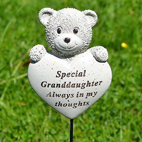 Angraves Especial Nieta Teddy Bear corazón Memorial Tribute Stick
