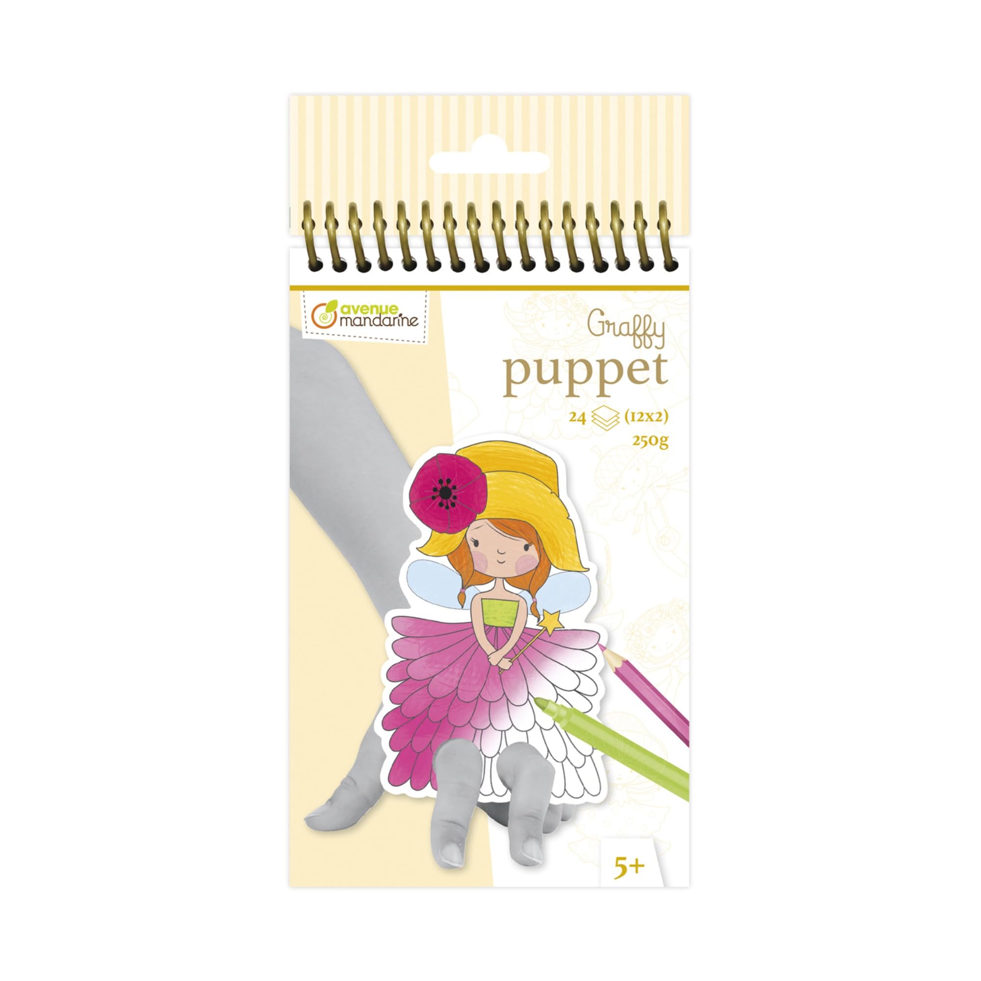 Clairefontaine ES Avenue Mandarine Graffy Pop - Marionetas de dedos para colorear, diseño de hadas (negro/blanco)