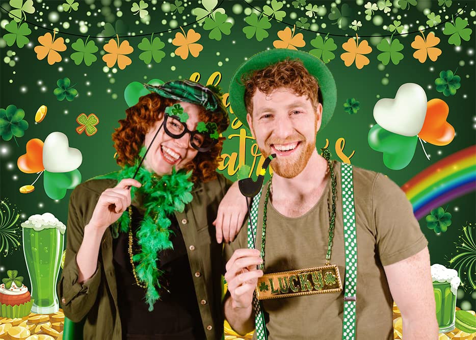 St Patricks Day Banner Backdrop - Huge 72x44 Inch Shamrock Party Decor For Walls, Fences & Photo Booths