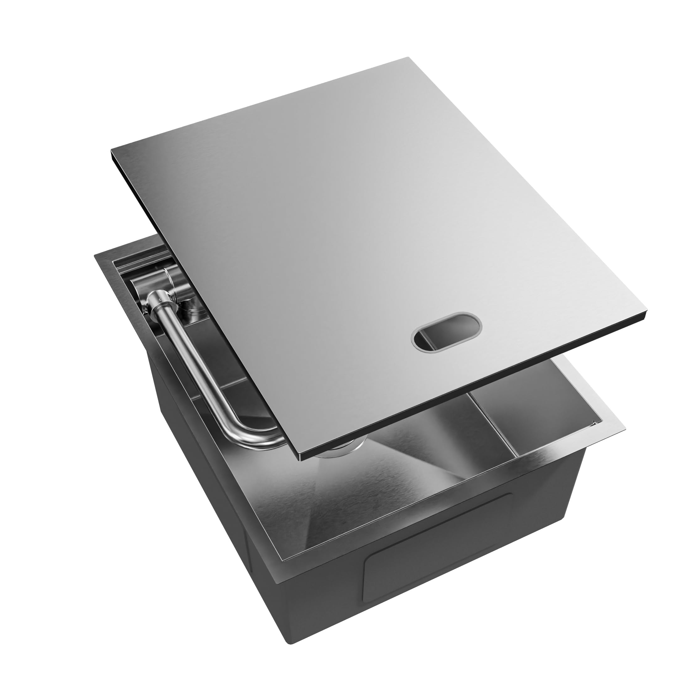 ANW HOME Fregadero Cocina 1 Seno 40x50 cm, Acero Inoxidable 304 | Sobre Encimera, Acabado Satinado, Grosor 3,0/1 mm, Con Sifón, Dosificador, Grifo, Tapa
