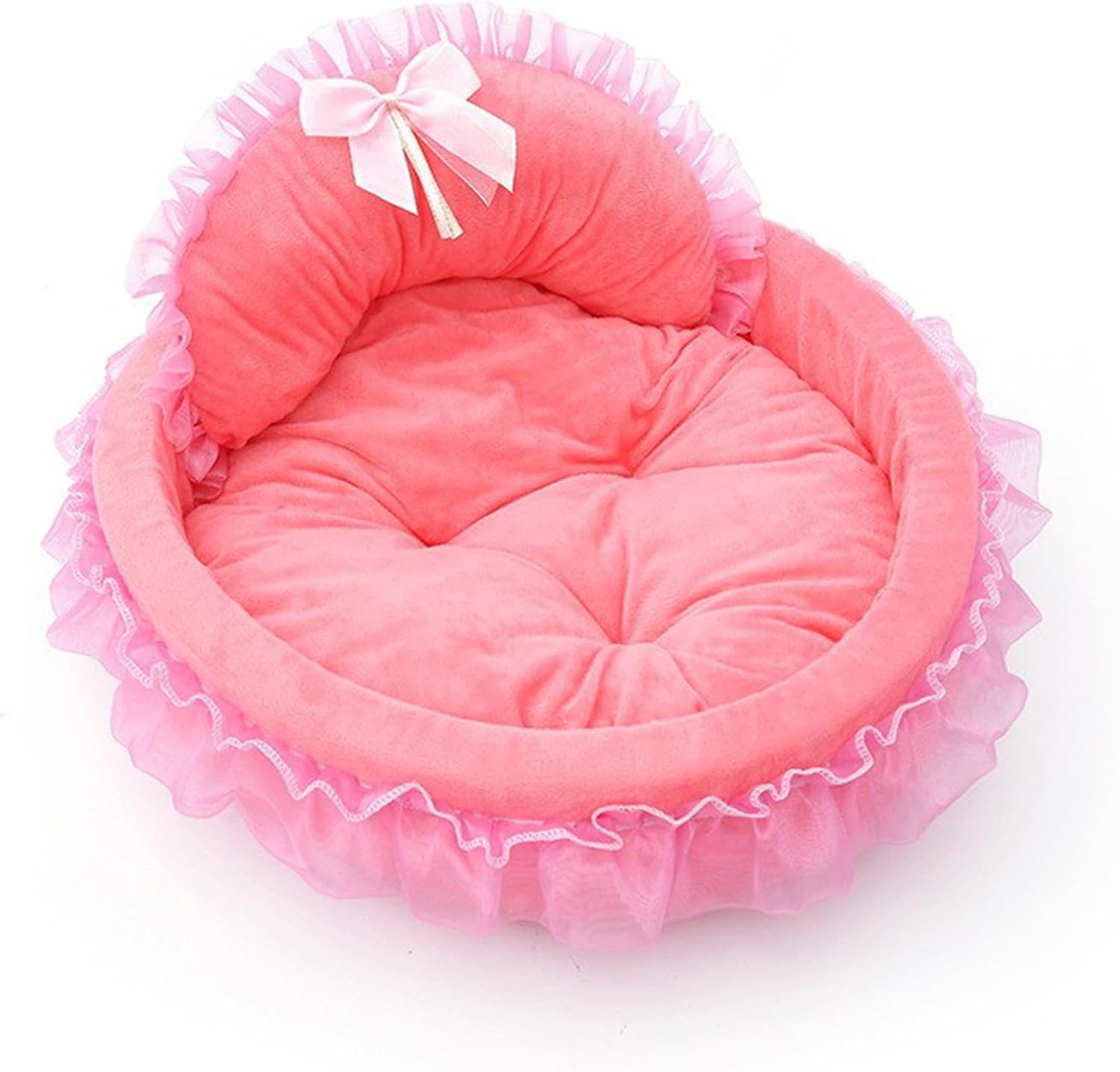 PetPhindU Pet Bed Washable Princess Soft Plush Warm Cave Sofa Cushion, Cozy Snuggle Nest Mat Comfy Kennel Sleeping Pad for Small Medium Dogs Cats (Pink,18.9in)