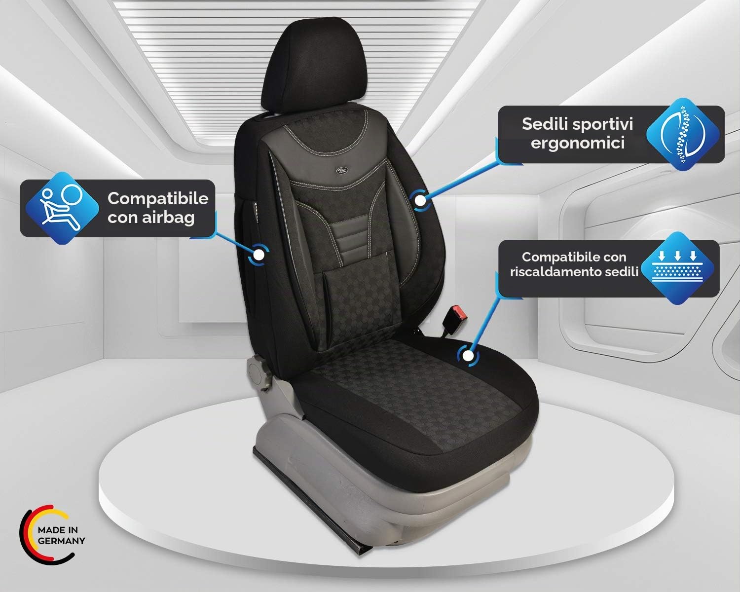 BREMER SITZBEZÜGE Set di 2 coprisedili per auto compatibili con Mitsubishi L200 5 conducente e passeggero dal 2015 al 2019 / coprisedili per auto (910)