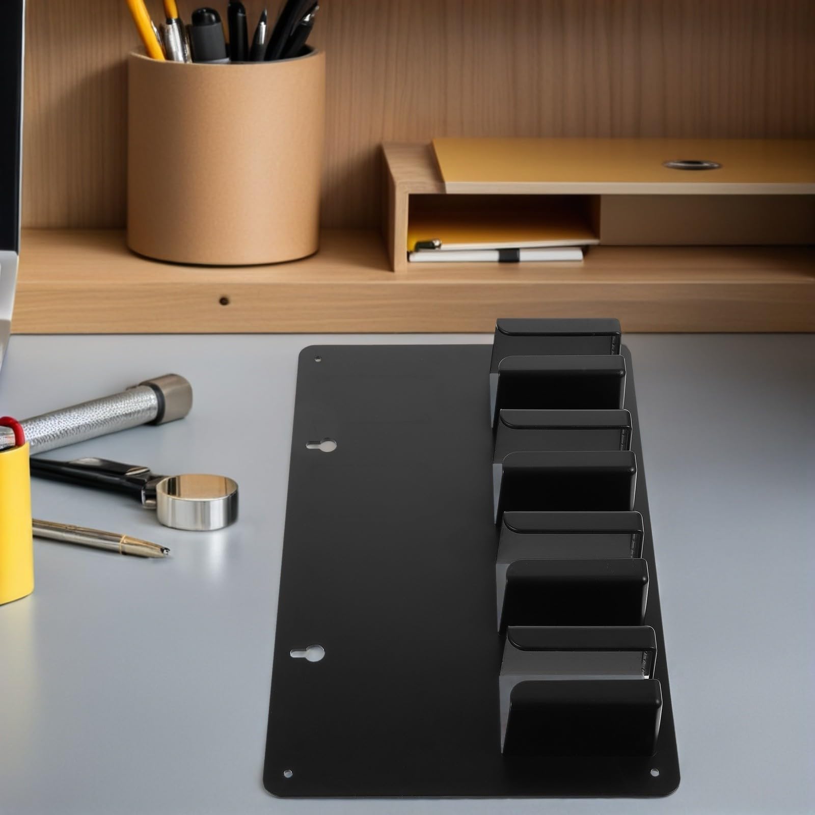 KICHOUSE Soporte de Pared 3piezas Negro para Cortapelos de Peluquería para Organizador de Herramientas Diseño Estable y Acabado Profesional en Salón o Barbería