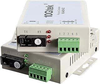 Serial RS485/RS422 to Fiber Optic Media Converter, Serial Communication Data Converter Device Server, SM Bidi SC 1310nm 20km, Daisy-Chain or Redundant-Ring FO