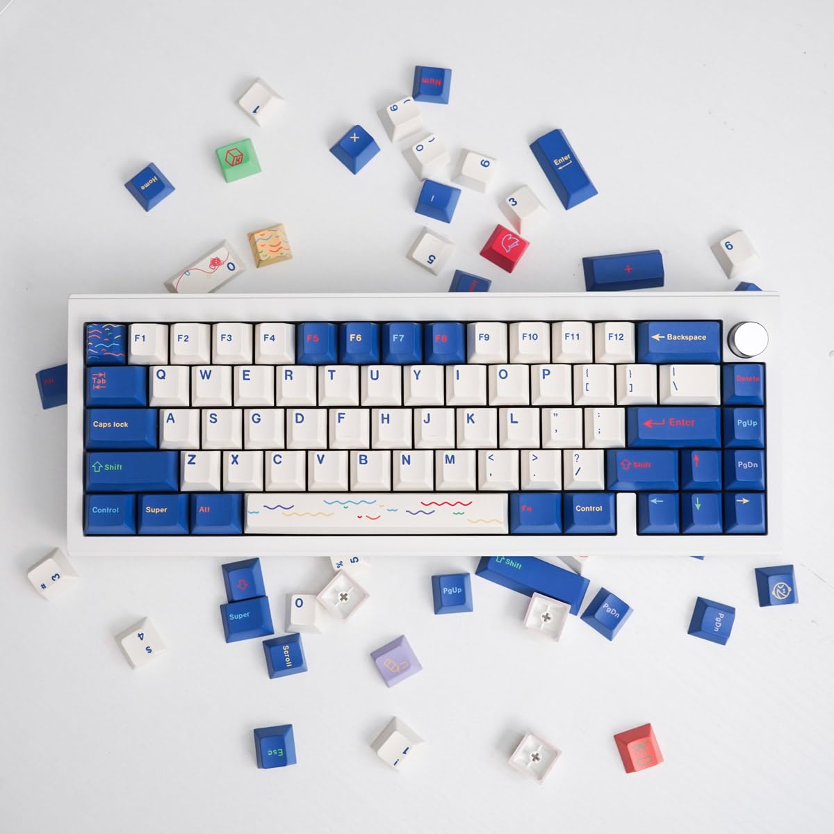 Amazon | 青と白のキーキャップ 129キー チェリープロファイル PBT