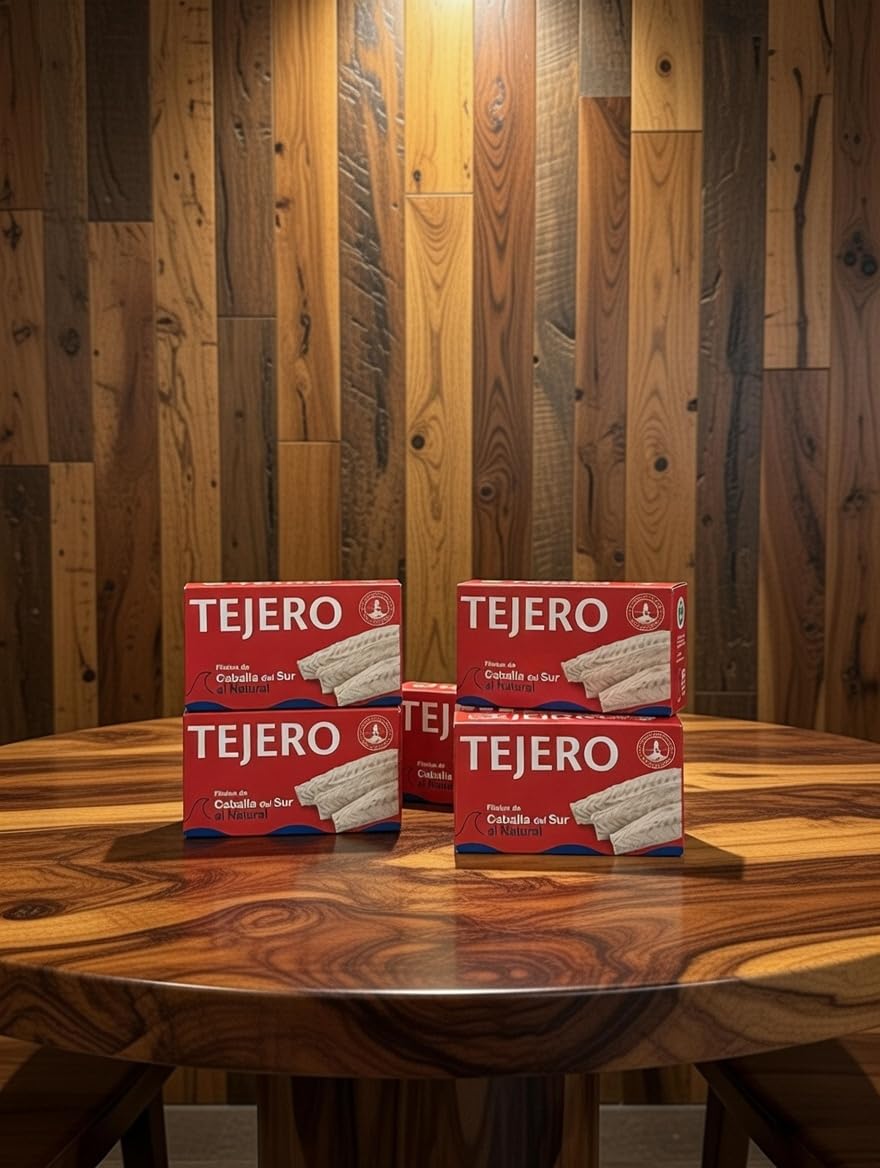 TEJERO - Conserva de Pescado | Filetes de Caballa al natural - 5 Latas x 120 g