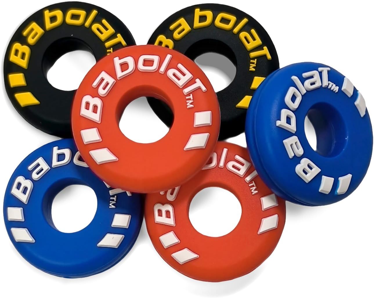 6-Pack Tire-Shaped Tennis Racket Vibration Dampener - Shock Absorbers for Racquet Strings, Reduces Vibration, Noise and Arm Strain for Pain Relief - Durable Rubber, Easy to Install