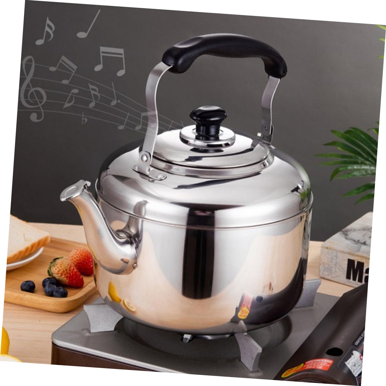 Wasserkocher Gasherd ?tenkessel Edelstahl Pfeifenkessel Gasherd 5L Wasserkessel Pfeifender ? Wasserkessel Induktion Teekessel Teakettle Wasser Topf für Küche Wandern Camping