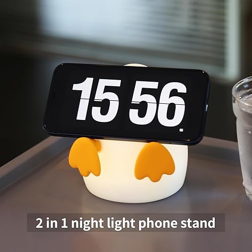 Miniatura 3 de ULIKTO Luz nocturna LED pequeña, lindo pato recargable por USB, lámpara de noche portátil, control táctil, luz nocturna para guardería, soporte para