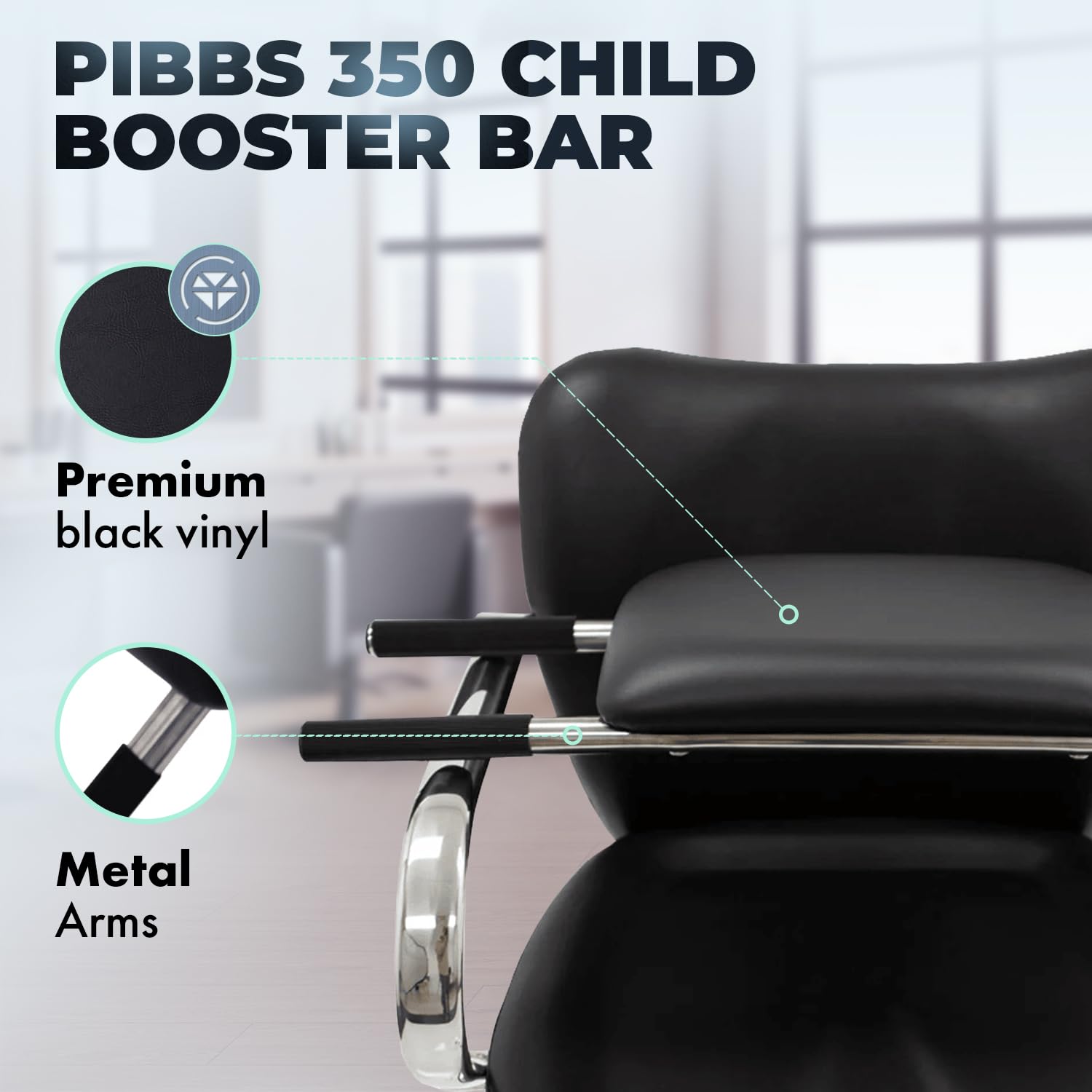Pibbs 350 Child Booster Bar for Salon and Barber Chairs, Black