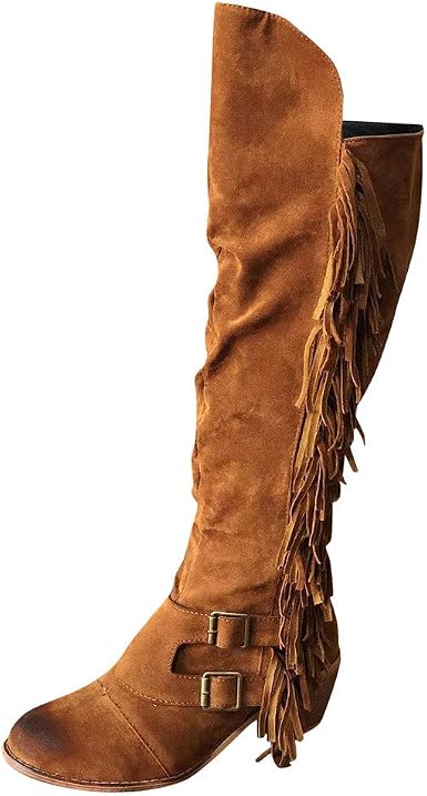 Amazon.com: Botas para las mujeres Retro Cuadrados Tacones bajos  puntiagudos Plataforma Botas Franja de Cuero Artificial Muslo Sobre la  Rodilla Botas Largas Botines : Ropa, Zapatos y Joyería