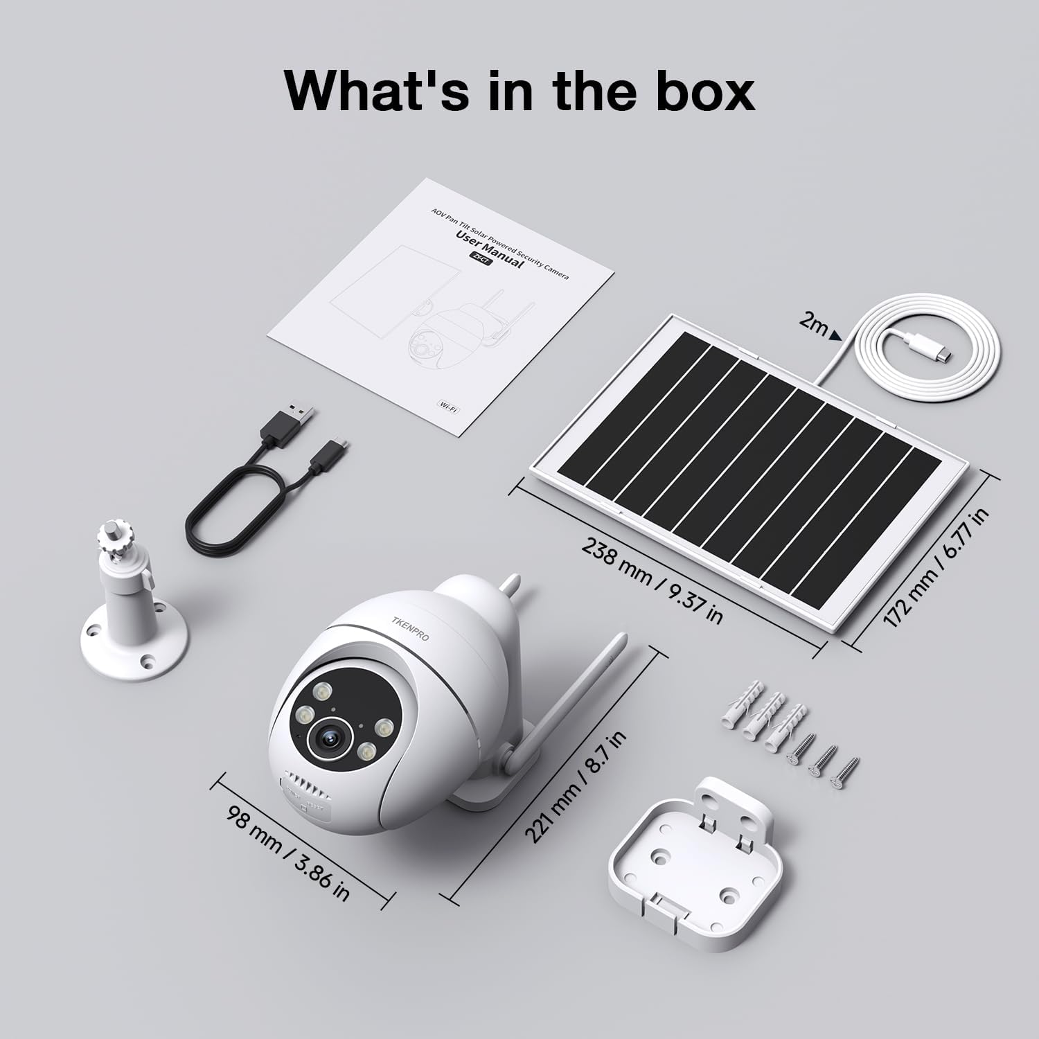 Solar Camera Outdoor Wireless, Always-on-Video Security Camera Wireless Outdoor, Smart 24/7 Recording, Rechargeable Battery, 2K Color Night Vision, Auto-Tracking, 2.4GHz Wi-Fi