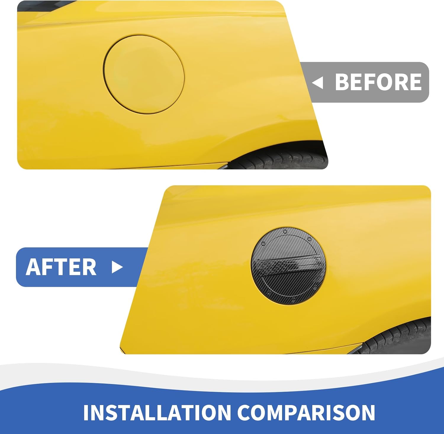 RAZPOY Carbon Fiber Fuel Filler Door Gas Tank Cap Cover Trim USA Flag Compatible with Chevy Camaro Accessories 2012-2015