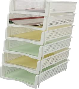 Fosly 6 Tier Plastic Stackable Letter File Trays, White Stackable ...