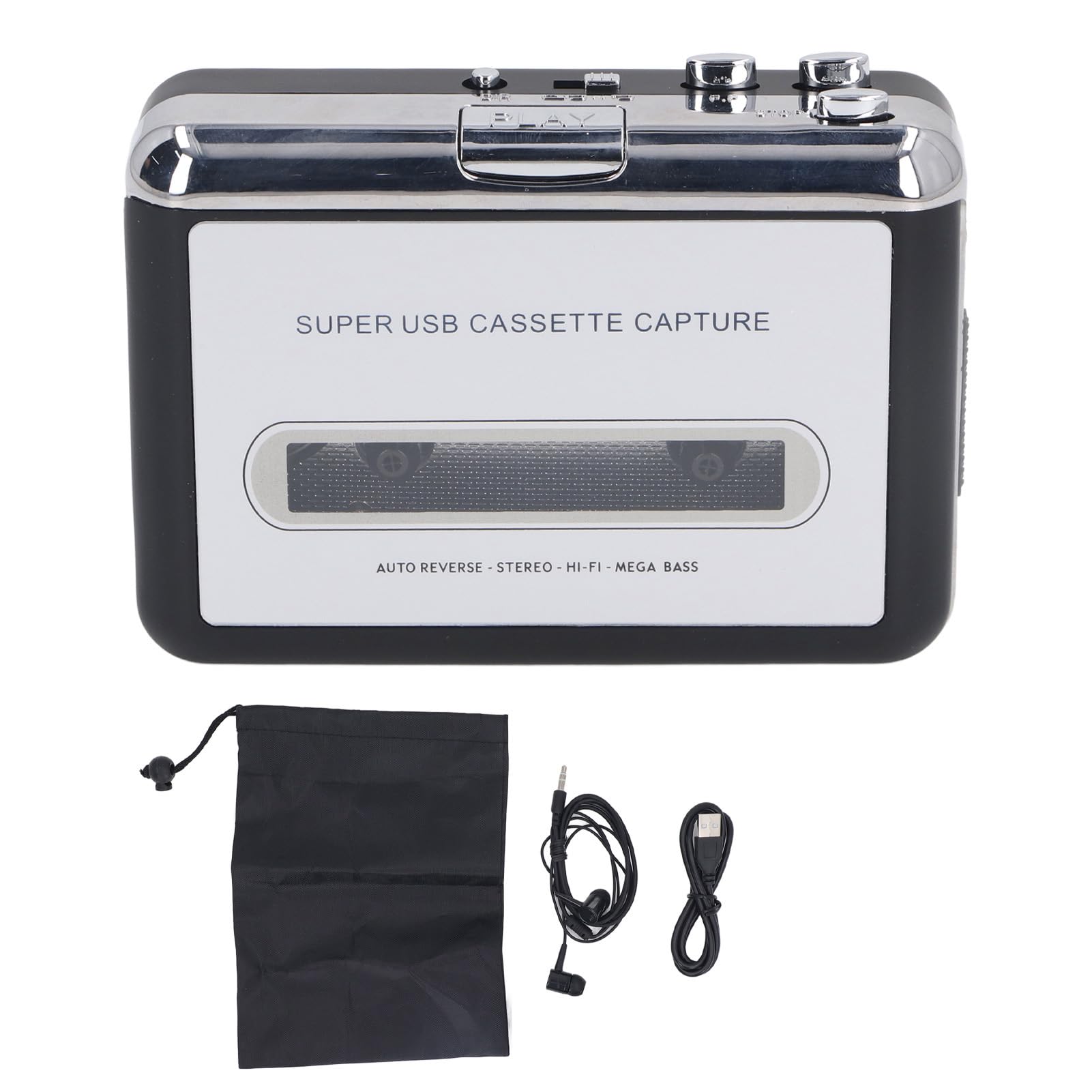 Reproductor de casete portátil, convertidor de casete USB a MP3 con auriculares, adaptador de reproductor de cinta de casete portátil para capturar música a CD,
