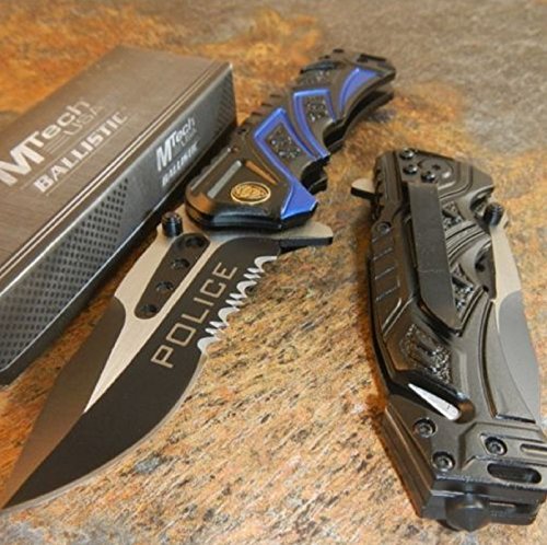NEW ARRIVALl!!! BALLISTIC Assisted Opening Rescue POLICE BLACK Glass Breaker RESCUE Knife