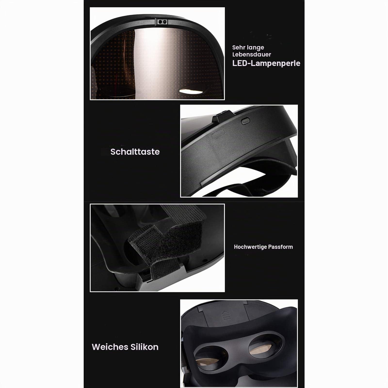 Depointer Life LED-Maske mit Bluetooth-kompatibler App-gesteuerter, anpassbarer glänzender Maske