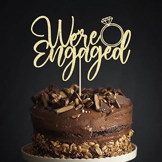 We're Engaged Cake Topper for Engagement Party Decorations, Engaged Ring Sign,Bridal Shower - Wedding Engagement Theme Party Decorations Gold flash (gold)