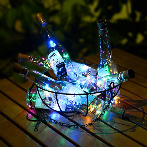 Okapia 5 Pack Colorful Starry String Lights Solar Wine Cork Firefly Lights 3.3ft 10 LED for Home Decoration Multi-Color