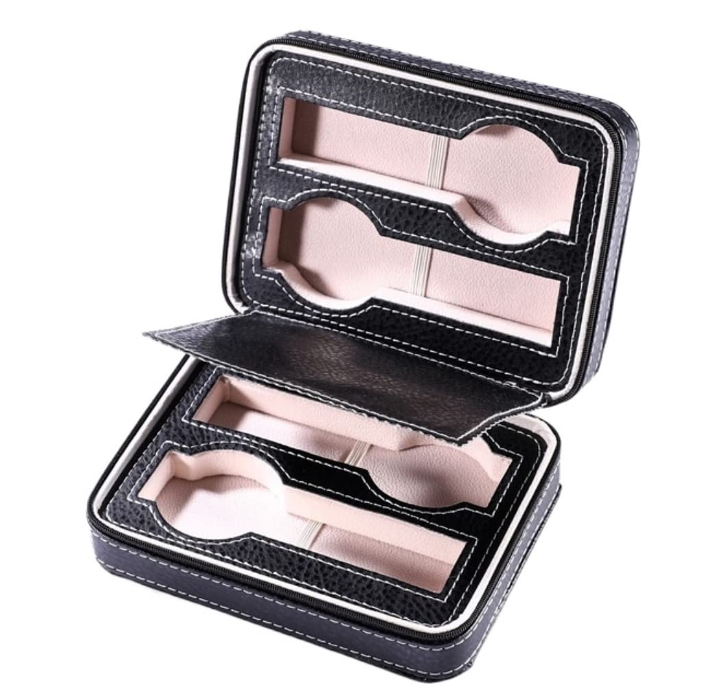 ANVLOJRIH KYUSAR Watch Box Watch Organizer 4 Slots Watch Display Storage Box Portable Jewelry Box Zipper Box Carbon Fiber Watch Boxes Watch Case Watch Holder (Blue : C)