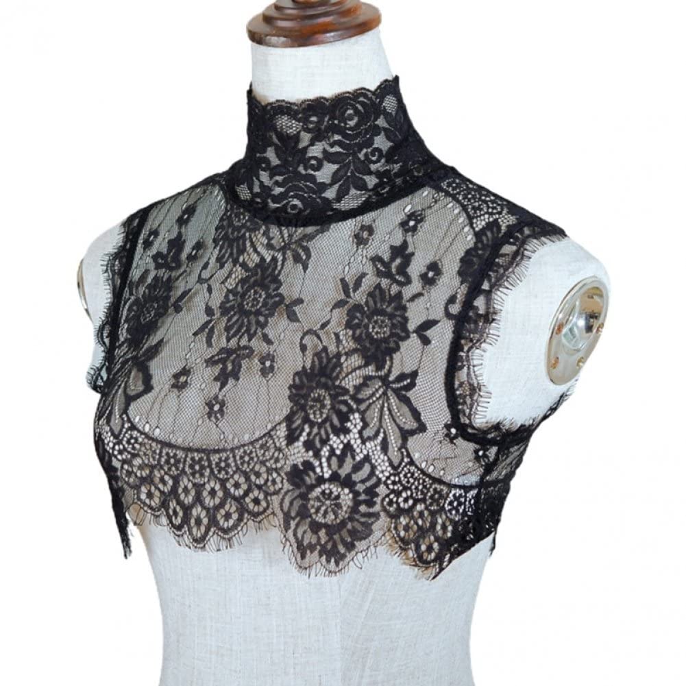 Baokuan Fake Collar Shirt Detachable Collar White Black Hollow Lace Design Shirt Dress Elegant False Half Shirt for Women Ladies