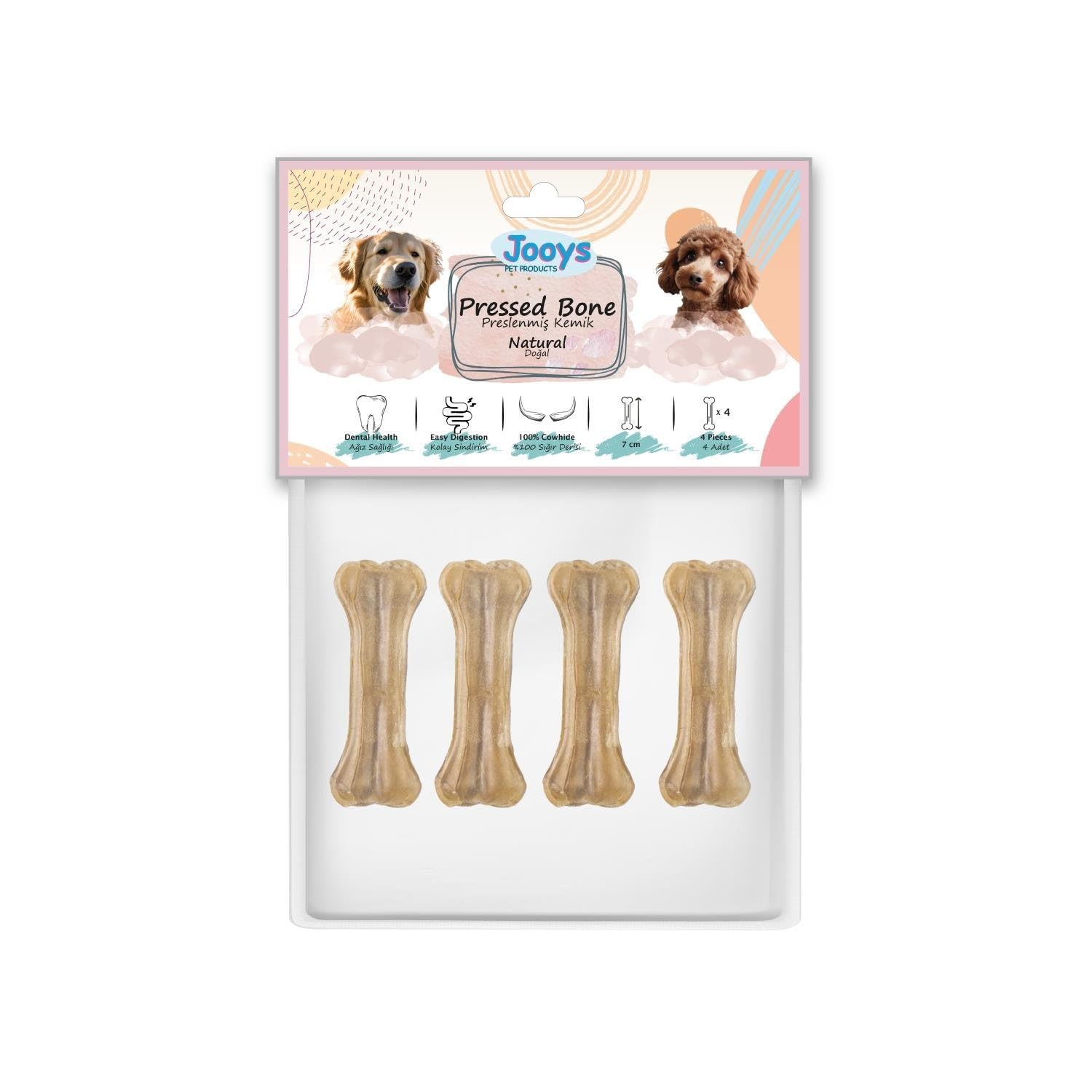 Doğal Pres Kemik 7 cm 4'lü Paket