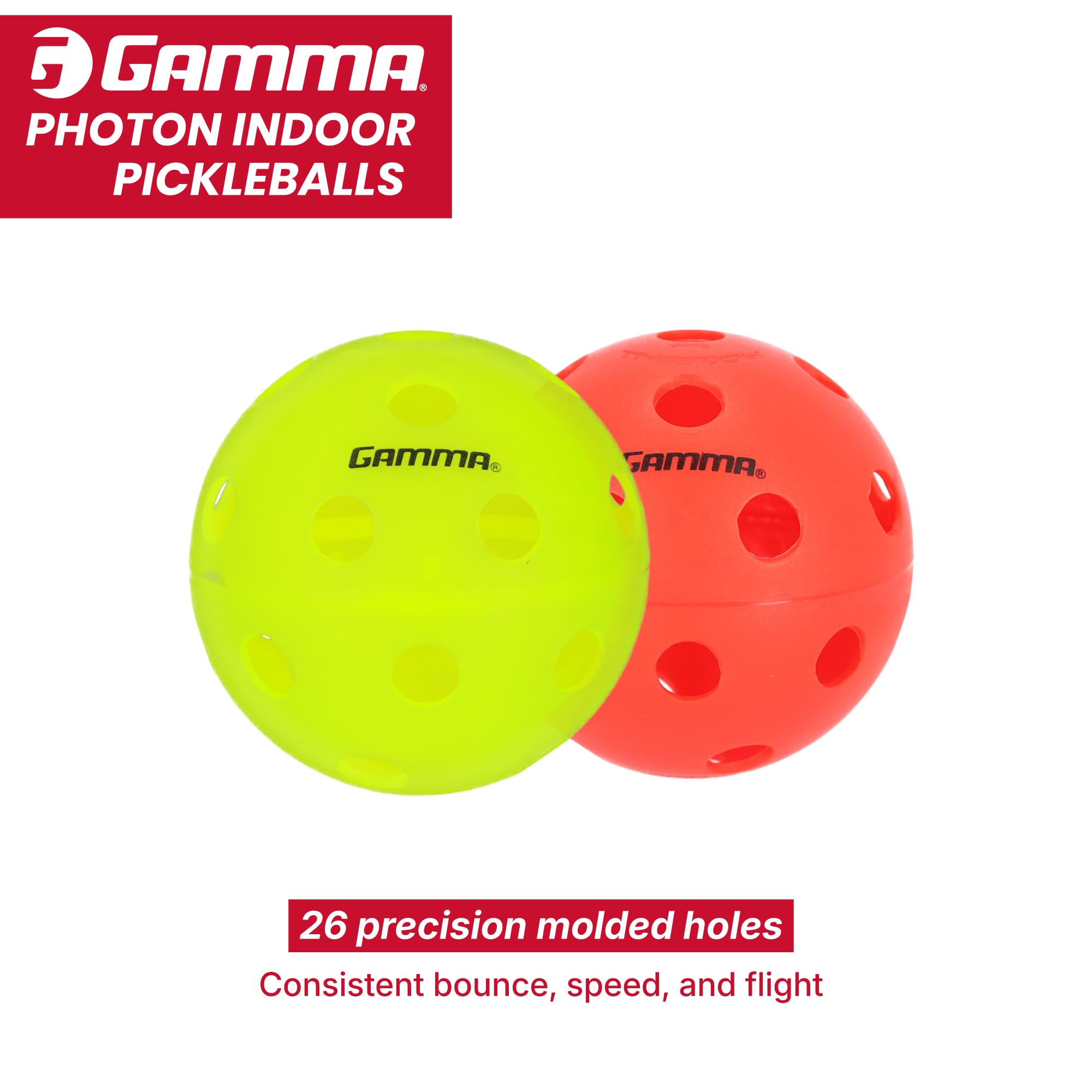 Amazon.com: Gamma Photon Indoor Pickleballs, 26 Holes for Precise