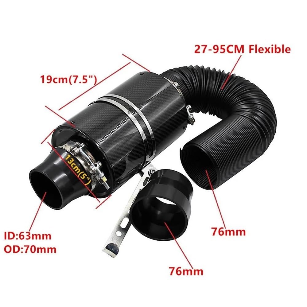 Filtro Aria Flusso Filtro Aria 3" Airbox Sport Tubo Flessibile Induzione Aspirazione Fredda Set Universale Con Ventola Tutte Auto