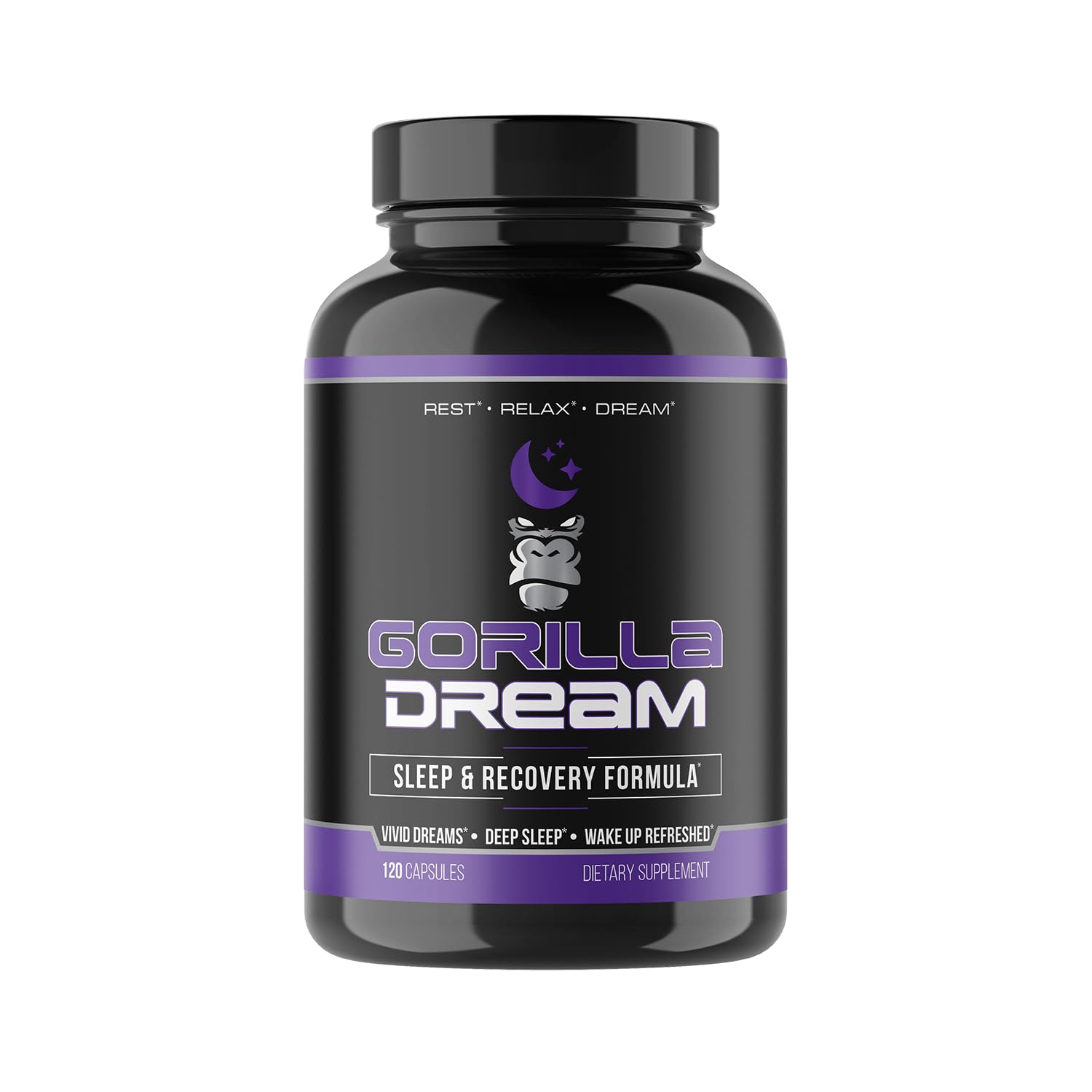 Gorilla Mind Dream Sleep Supplement (120 Capsules) - Nootropic Infused Comprehensive Sleep & Recovery Supplement - GABA, Melatonin, Valerian Root, Magnesium, L-Theanine, Sensoril, Ashwagandha & More