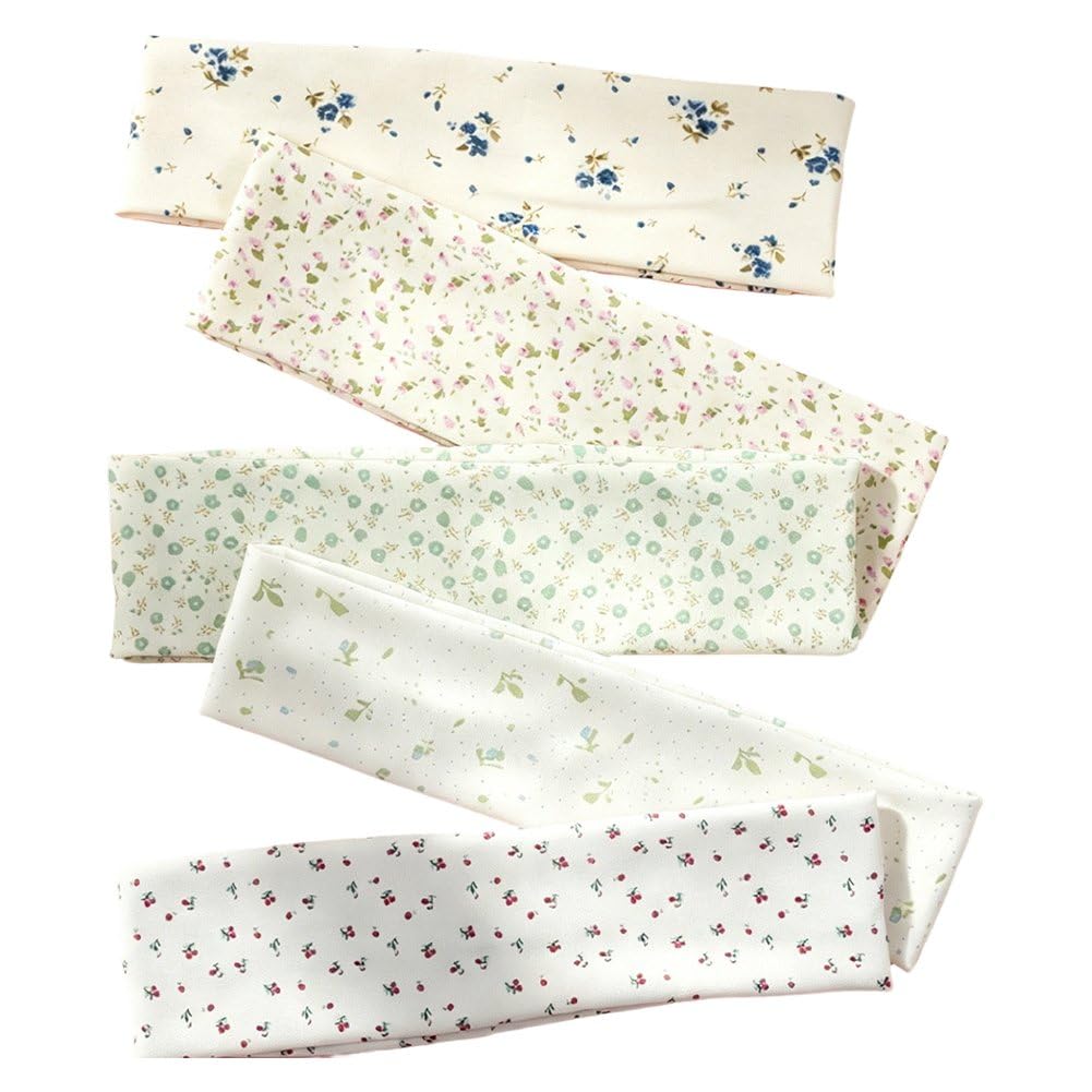 Sslvya 5 Pcs Boho Headbands for Women, Floral Headbands Non Slip Elastic Sweat Hairbands Soft Hair Bands for Workout Yoga Running Sport