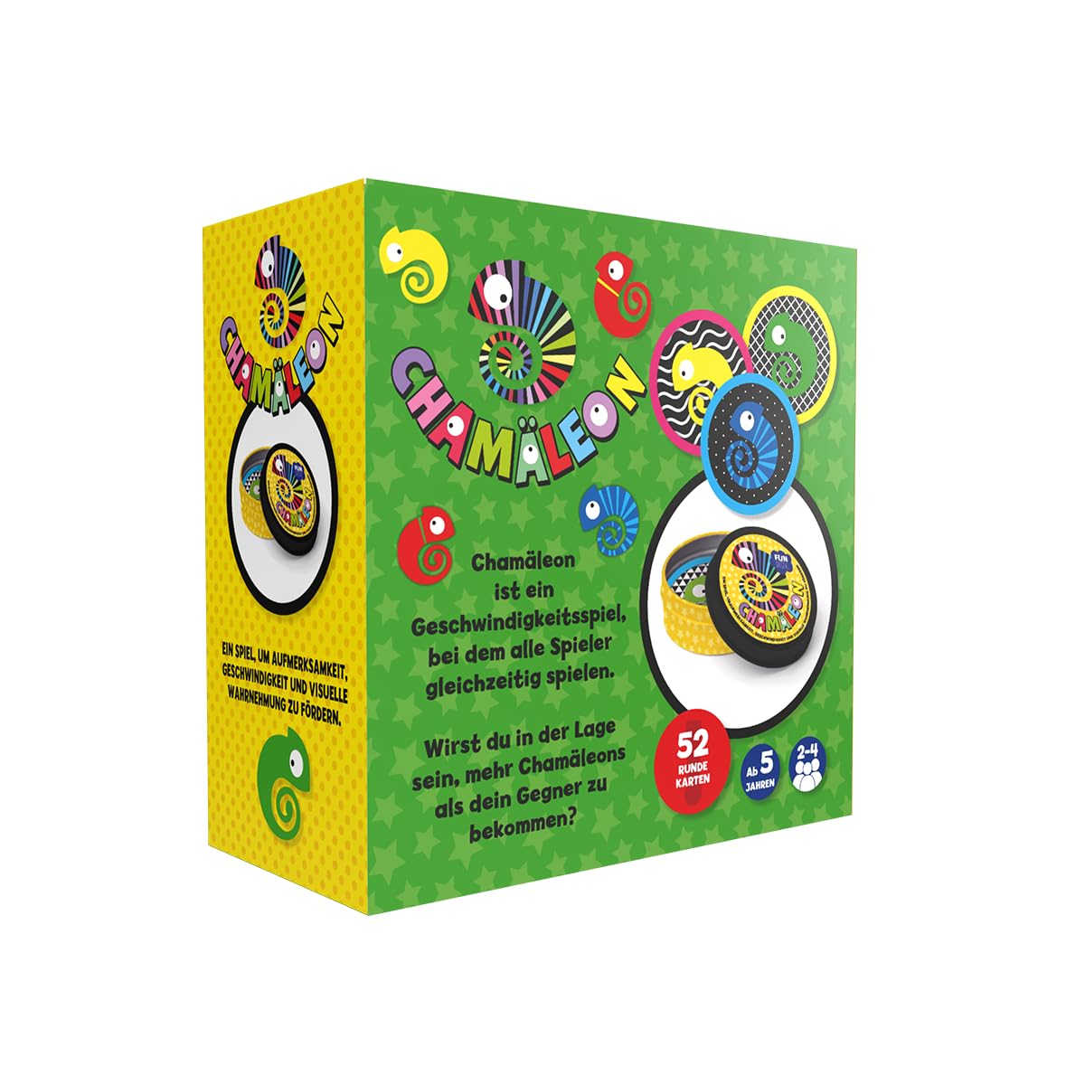 IMAGILAND Chamäleon Kartenspiel, Schnelles und Lustiges Gesellschaftsspiel für Familien, ab 5 Jahren, trainiert Reaktion und Konzentration, 2-4 Spieler, Metalldose ideal für unterwegs