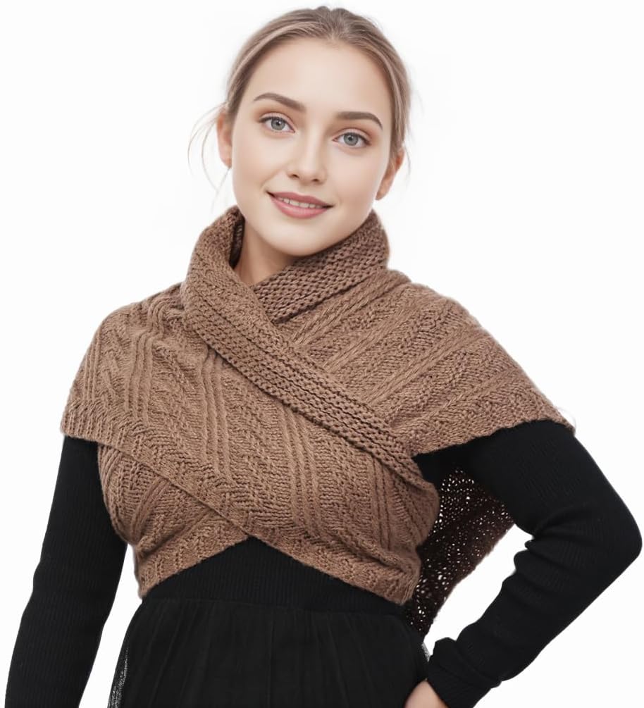 Women Winter Warm Scarf Medieval Vintage Knitted Cosy Wrap Shawl Warm Ladies Sweater Triangular Scarves Cape