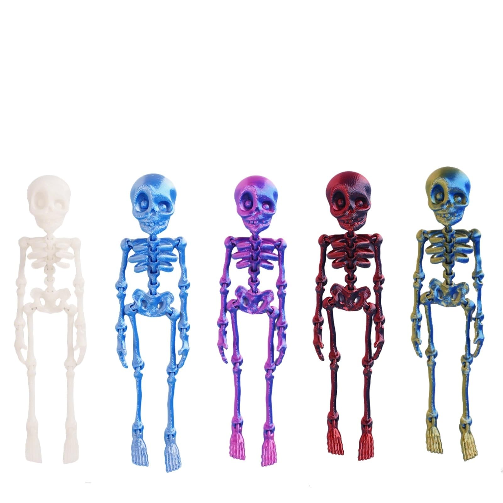 5PCS Posable Skeleton Fridge Magnet, 3D Printed Magnets, Decorative Skull Halloween Refrigerator for Kitchen, Office and Locker Decor (5)