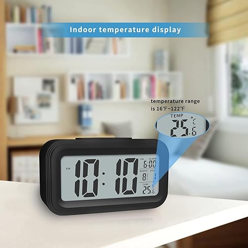 Miniatura 4 de Reloj despertador digital con temperatura interior, funciona con pilas, modelo de repetición, pantalla de 1224 horas para dormitorios, durmientes