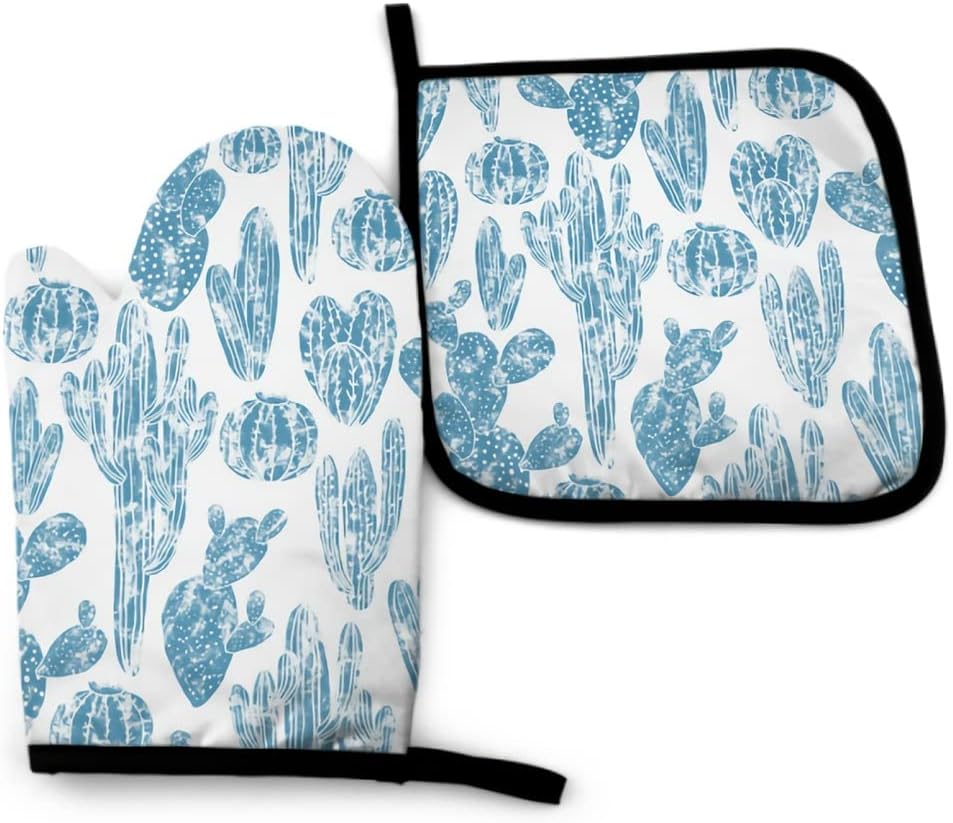 Oven Mitt and Pot Holder Set Heat Resistant Non Slip Kitchen Gloves