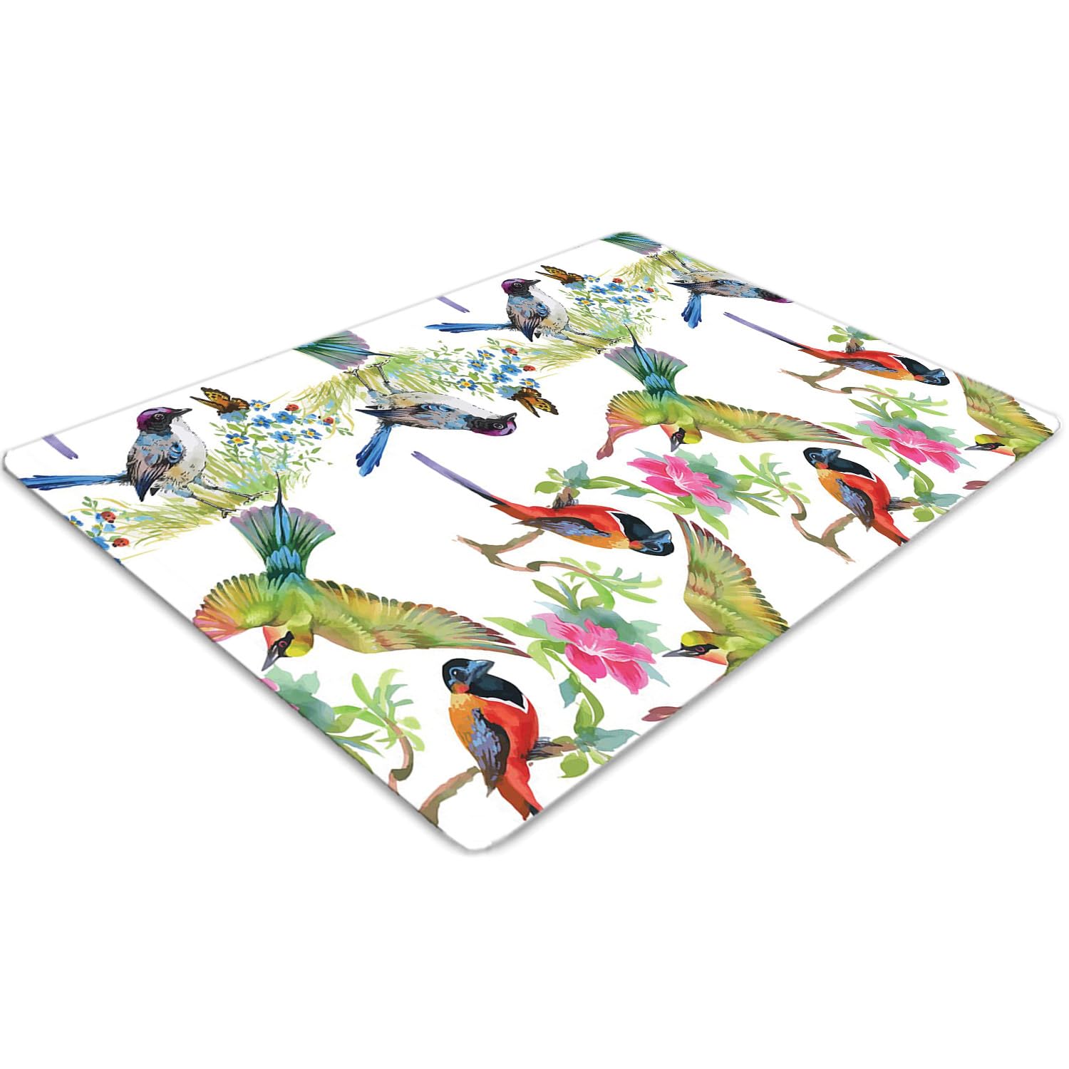 Tapis de chaise de bureau design oiseaux pour égayer votre espace de travail